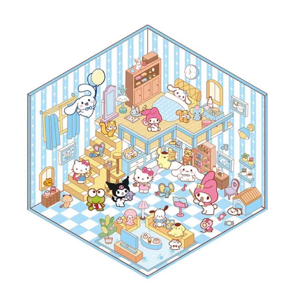 Sanrios Party DIY 3D Scene Stickers 4 Cute Miniature Scenes