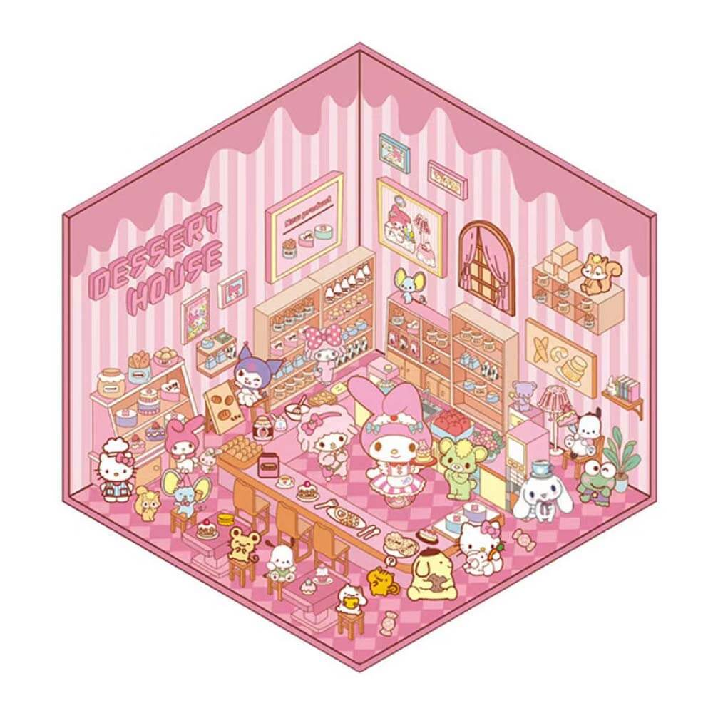 Sanrios Party DIY 3D Scene Stickers 4 Cute Miniature Scenes