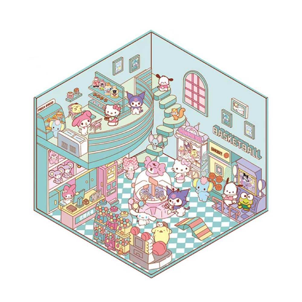 Sanrios Party DIY 3D Scene Stickers 4 Cute Miniature Scenes