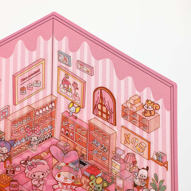 Sanrios Party DIY 3D Scene Stickers 4 Cute Miniature Scenes