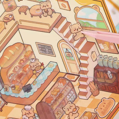 Cute Animals Shop DIY 3D Scene Stickers 4 Cute Miniature Scenes