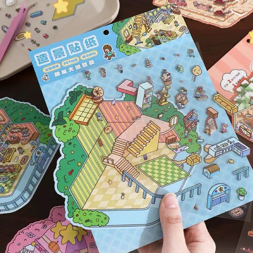 Happy Party DIY 3D Scene Stickers 4 Cute Miniature Scenes