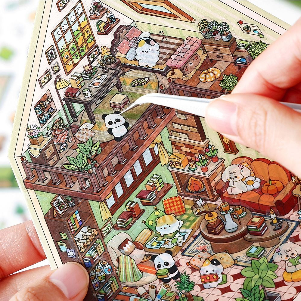 House Landscape DIY 3D Scene Stickers 4 Cute Miniature Scenes