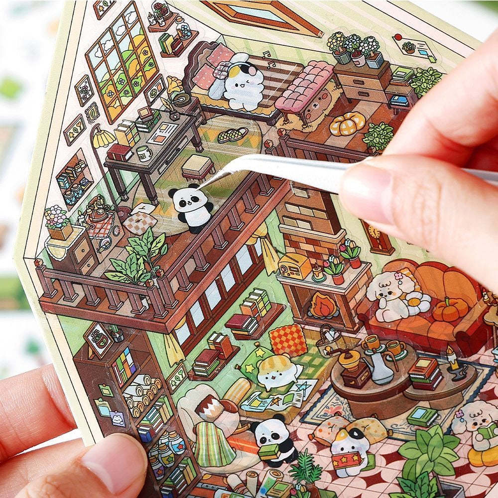 House Landscape DIY 3D Scene Stickers 4 Cute Miniature Scenes
