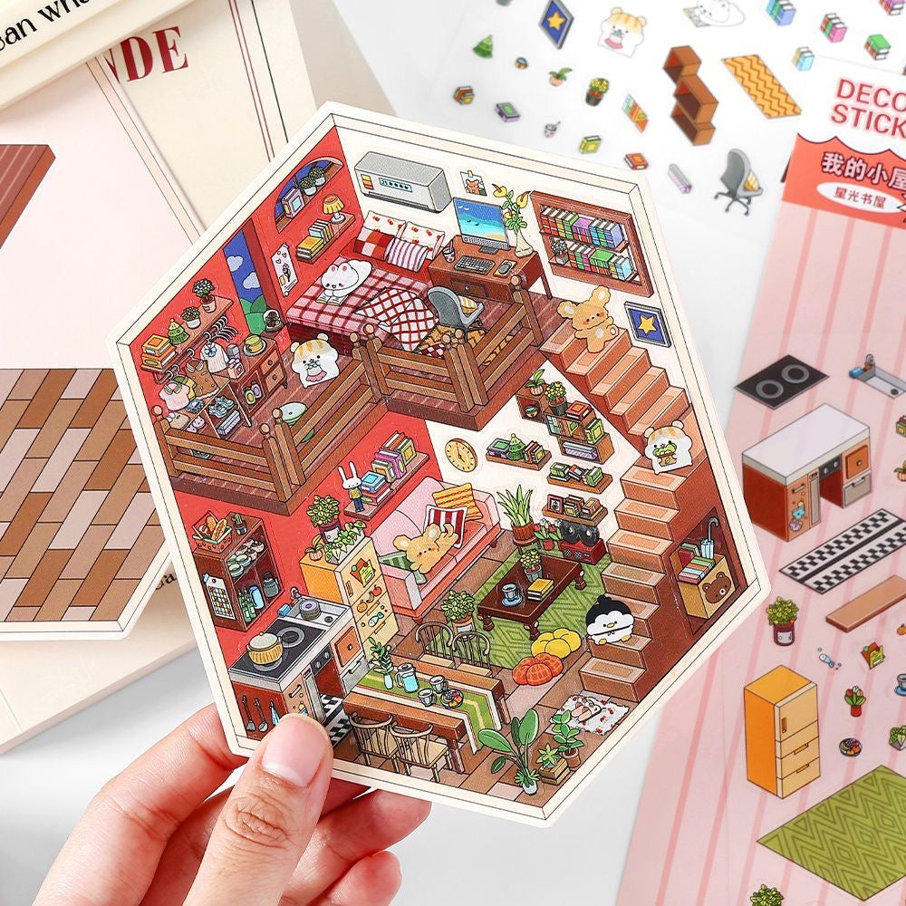 House Landscape DIY 3D Scene Stickers 4 Cute Miniature Scenes
