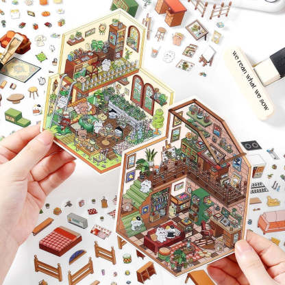 House Landscape DIY 3D Scene Stickers 4 Cute Miniature Scenes