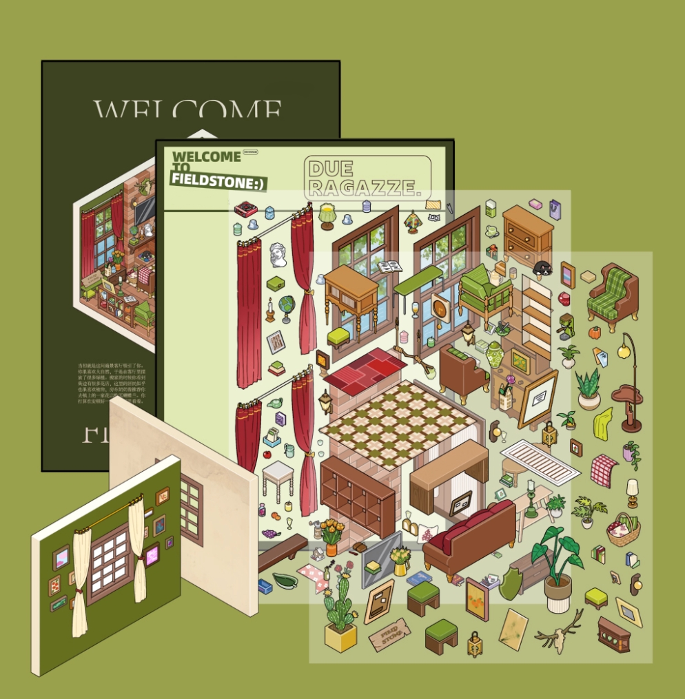 Field Stone DIY 3D Sticker Collection - 3 Cute Miniature Scenes