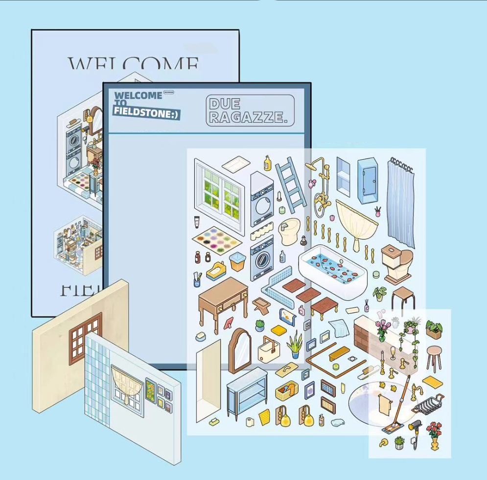 Field Stone DIY 3D Sticker Collection - 3 Cute Miniature Scenes