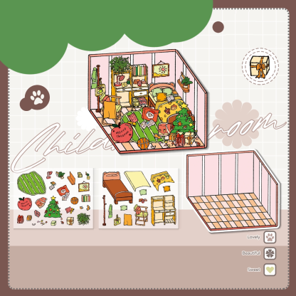 Kid's Bedroom DIY 3D Scene Stickers 5 Cute Miniature Scenes