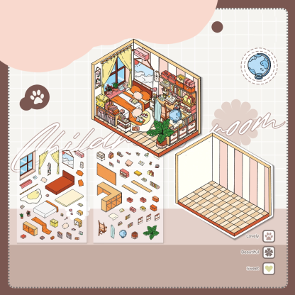 Kid's Bedroom DIY 3D Scene Stickers 5 Cute Miniature Scenes