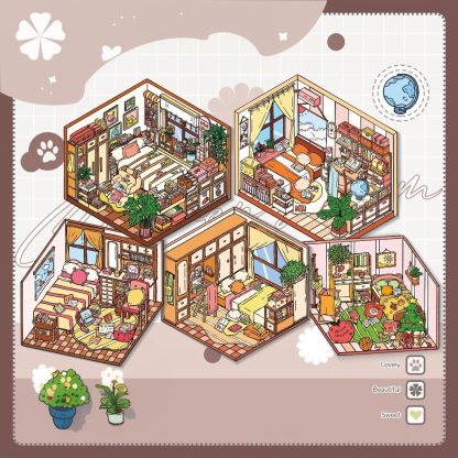 Kid's Bedroom DIY 3D Scene Stickers 5 Cute Miniature Scenes