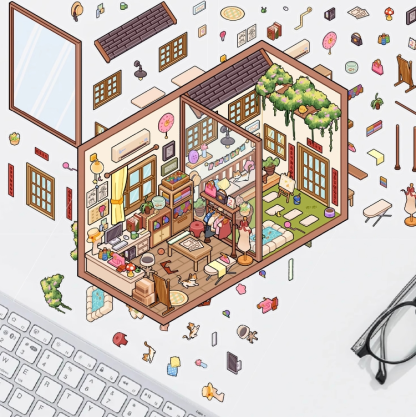 Tailor work space DIY 3D Scene Stickers Cute Miniature Scenes