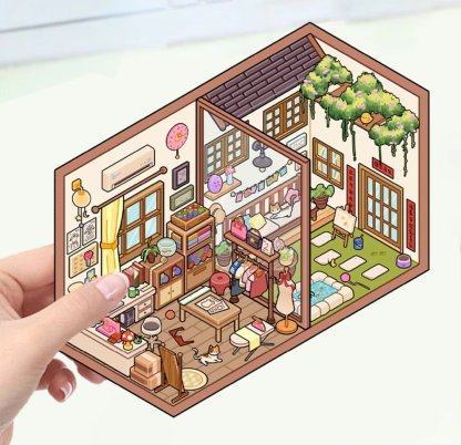 Tailor work space DIY 3D Scene Stickers Cute Miniature Scenes