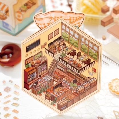 Bakery & Cafe DIY 3D Sticker Collection - 4 Cute Miniature Scenes