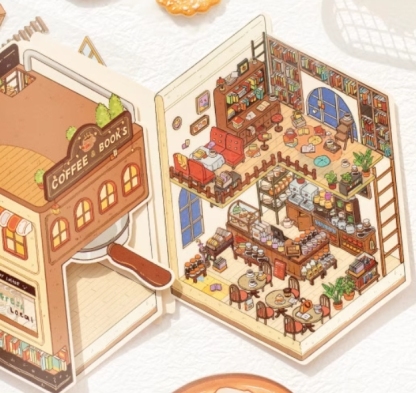 Bakery & Cafe DIY 3D Sticker Collection - 4 Cute Miniature Scenes