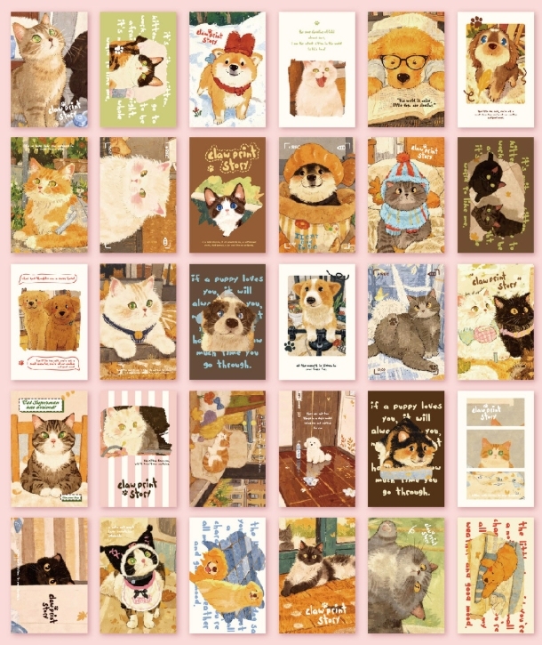 Die-Cut Postcards - Claw Print Story 30Pcs