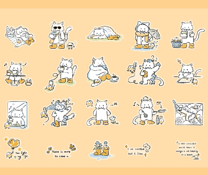 Journaling Stickers - Cats & Dogs in Rain Boots