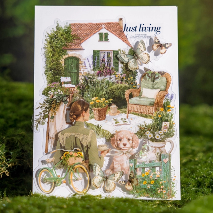 Vintage Americana Scrapbook Stickers - Rustic Farmland & Small Town Backdrops - 30 pcs