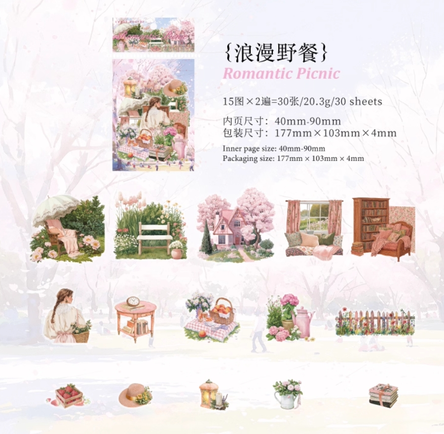 Vintage Americana Scrapbook Stickers - Rustic Farmland & Small Town Backdrops - 30 pcs