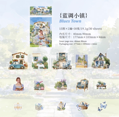 Vintage Americana Scrapbook Stickers - Rustic Farmland & Small Town Backdrops - 30 pcs