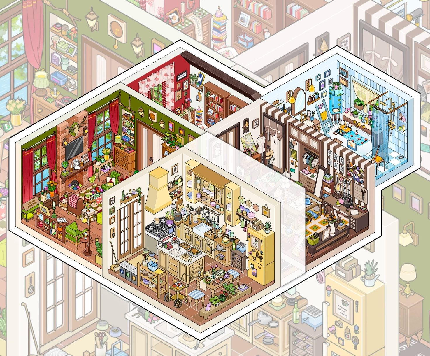 Field Stone DIY 3D Sticker Collection - 5 Cute Miniature Scenes