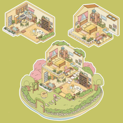 Four Seasons Invitation DIY 3D Sticker Collection - 4 Cute Miniature Scene