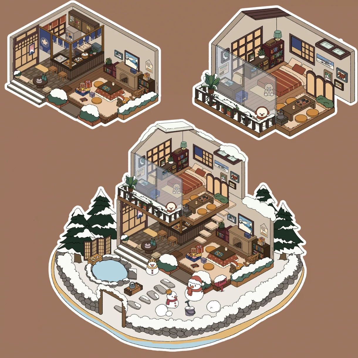 Four Seasons Invitation DIY 3D Sticker Collection - 4 Cute Miniature Scene