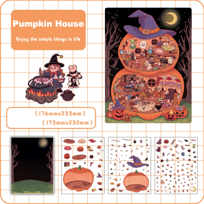 Pumpkin House DIY 3D Sticker Collection - Halloween Miniature Scenes