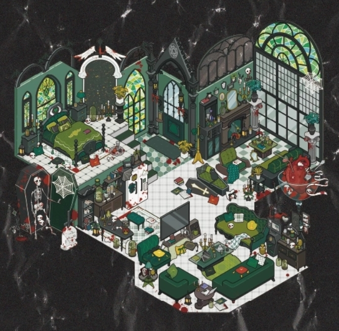 Vampire's Nocturne: A Gothic Collection DIY 3D Sticker Collection - 4 Cute Miniature Scenes