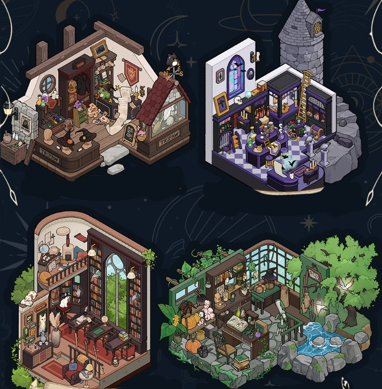 Magic Secret Alley DIY 3D Sticker Collection - 4 Cute Miniature Scenes