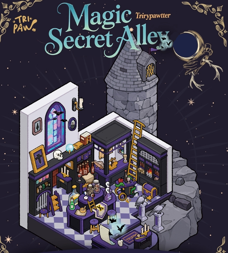 Magic Secret Alley DIY 3D Sticker Collection - 4 Cute Miniature Scenes
