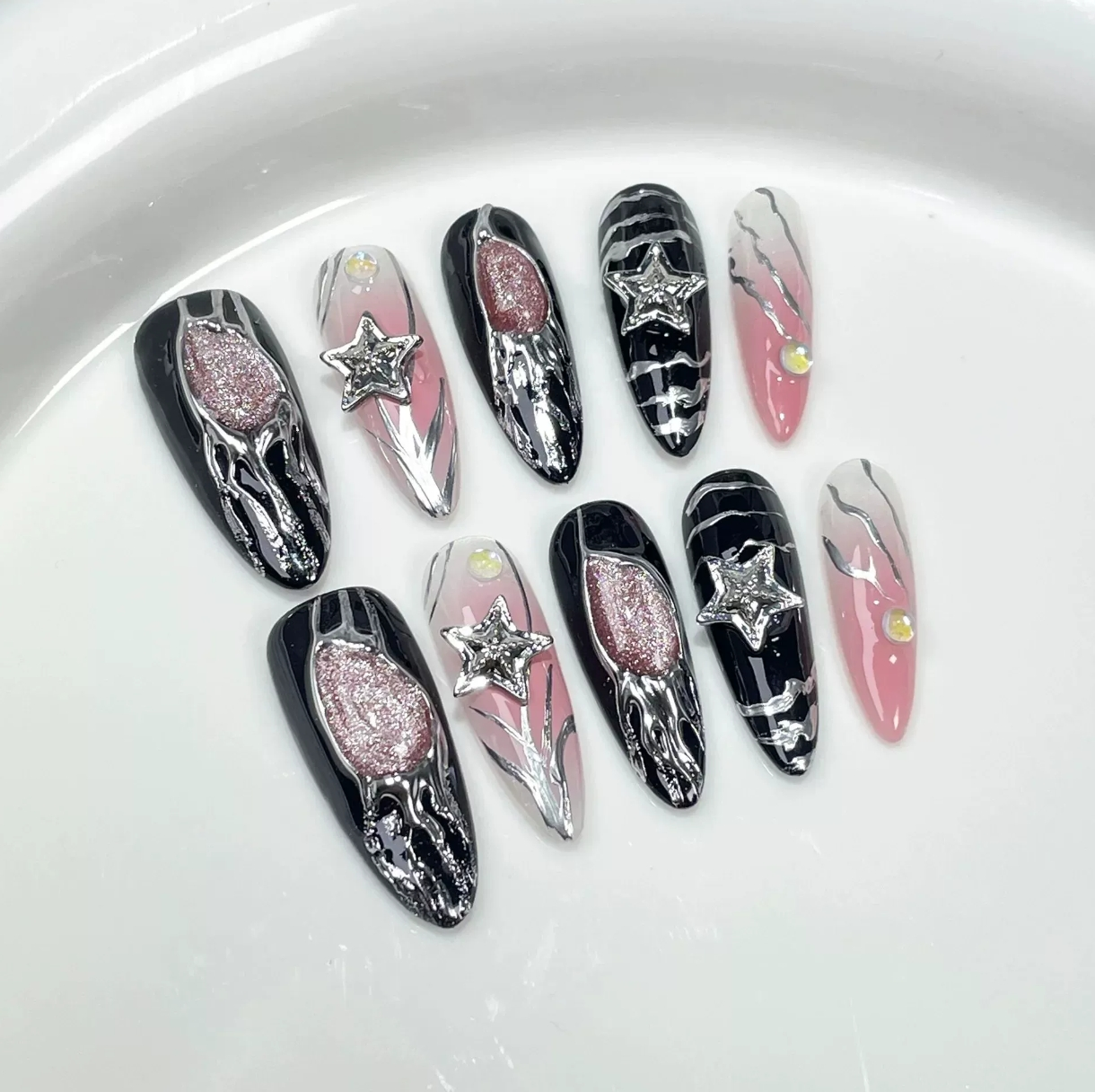 Gradient Shiny Handmade Press-on Nails