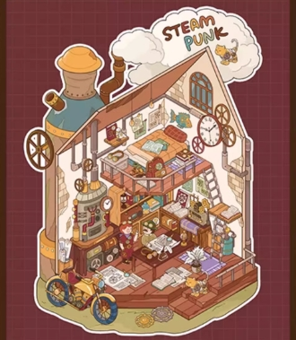 Cat Story DIY 3D Scene Stickers - 5 Cute Miniature Scenes