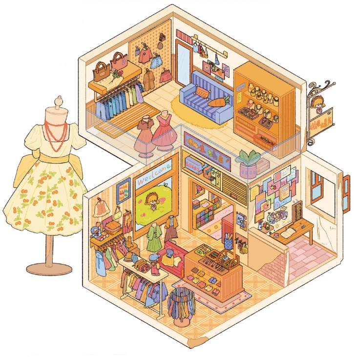 Retro Wave Complex DIY 3D Sticker Collection - 3 Cute Miniature Scenes