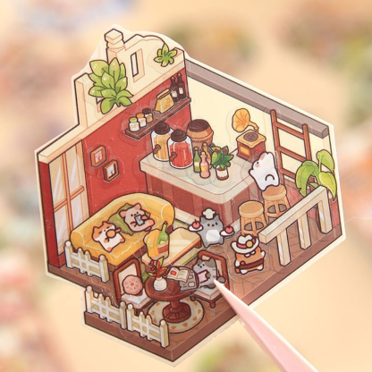 Fantasy Journey Series DIY 3D Scene Mini Stickers - 4 Cute Miniature Scenes