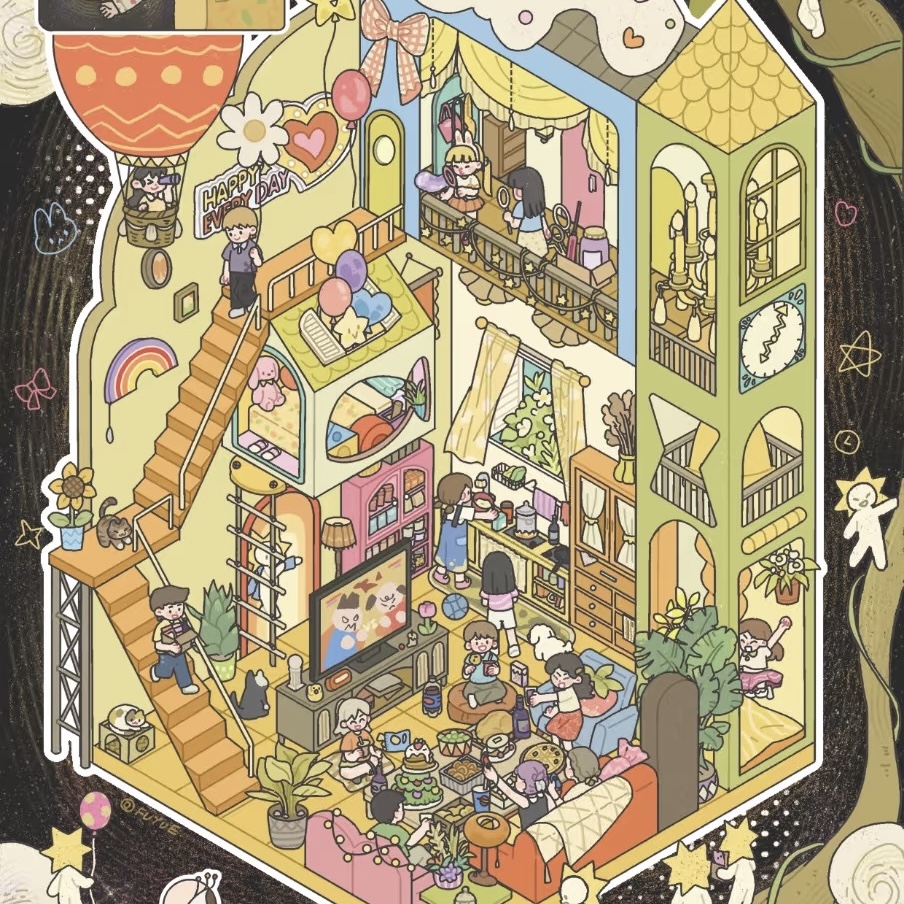 Dream Quartet DIY 3D Scene Stickers - Cute Miniature Scene