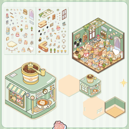 The Creamy Bear's Sweet Block DIY 3D Sticker Collection - 4 Cute Miniature Scenes