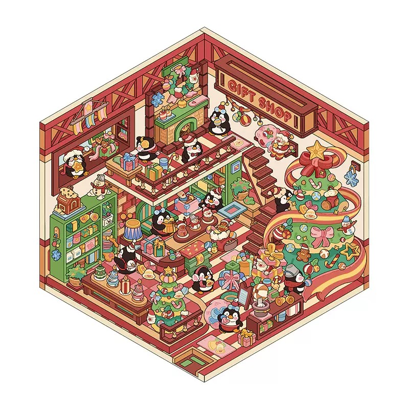 Cozy Christmas DIY 3D Scene Stickers - 2 Cute Miniature Scene