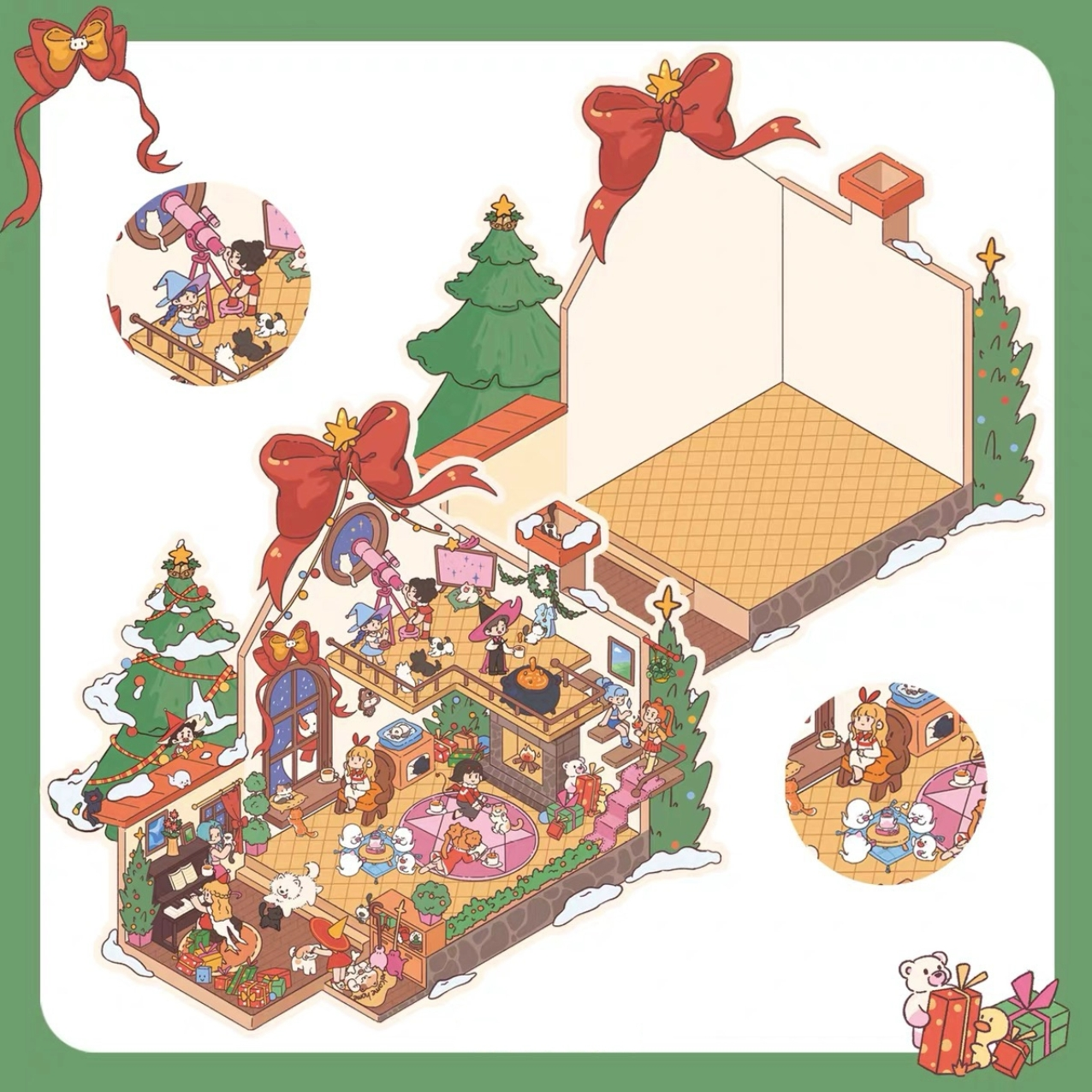 Christmas Witches’ Party DIY 3D Scene Stickers - Miniature Scenes