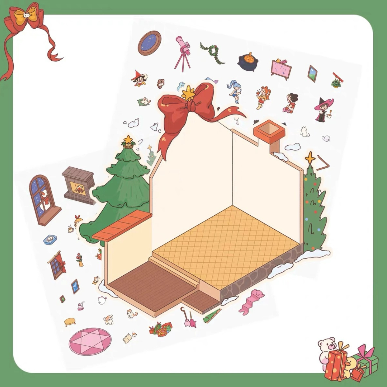 Christmas Witches’ Party DIY 3D Scene Stickers - Miniature Scenes
