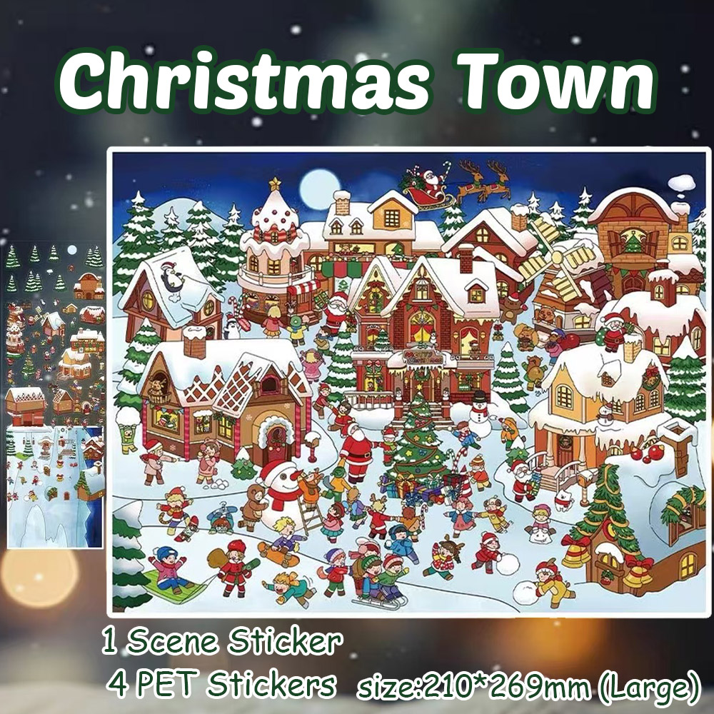 Christmas Town DIY 3D Sticker Collection - Cute Miniature Scene