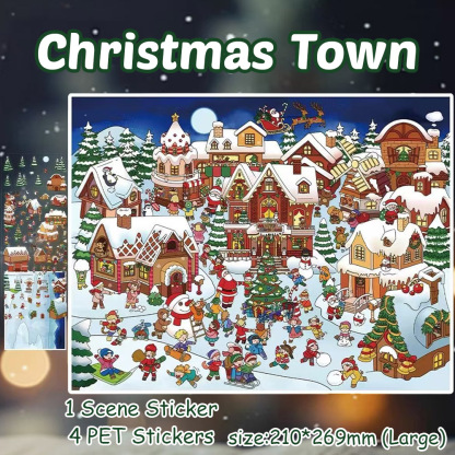 Christmas Town DIY 3D Sticker Collection - Cute Miniature Scene