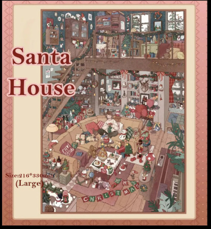 Santa House DIY 3D Sticker Collection - Cute Miniature Scene