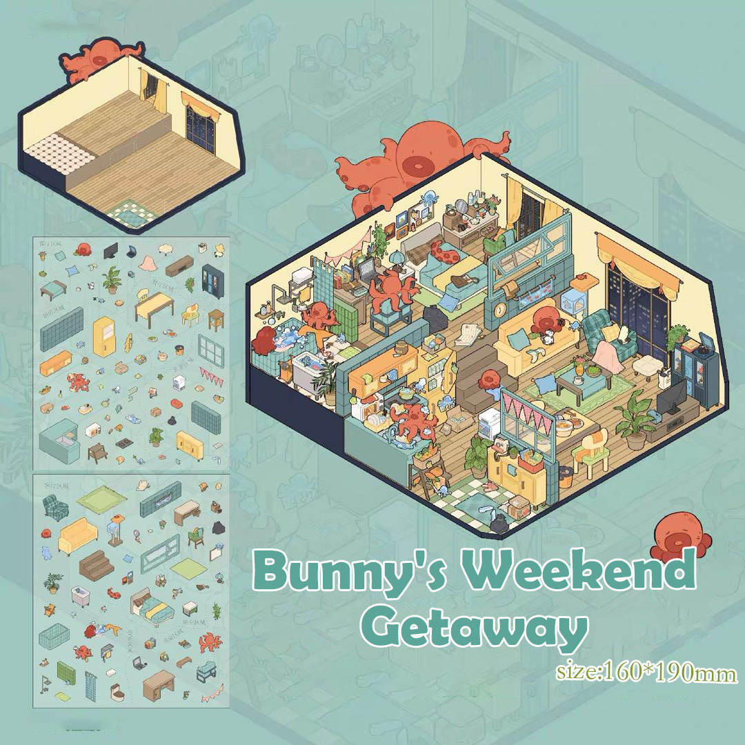 Couch Theatre DIY 3D Sticker Collection - 2 Cute Miniature Scenes