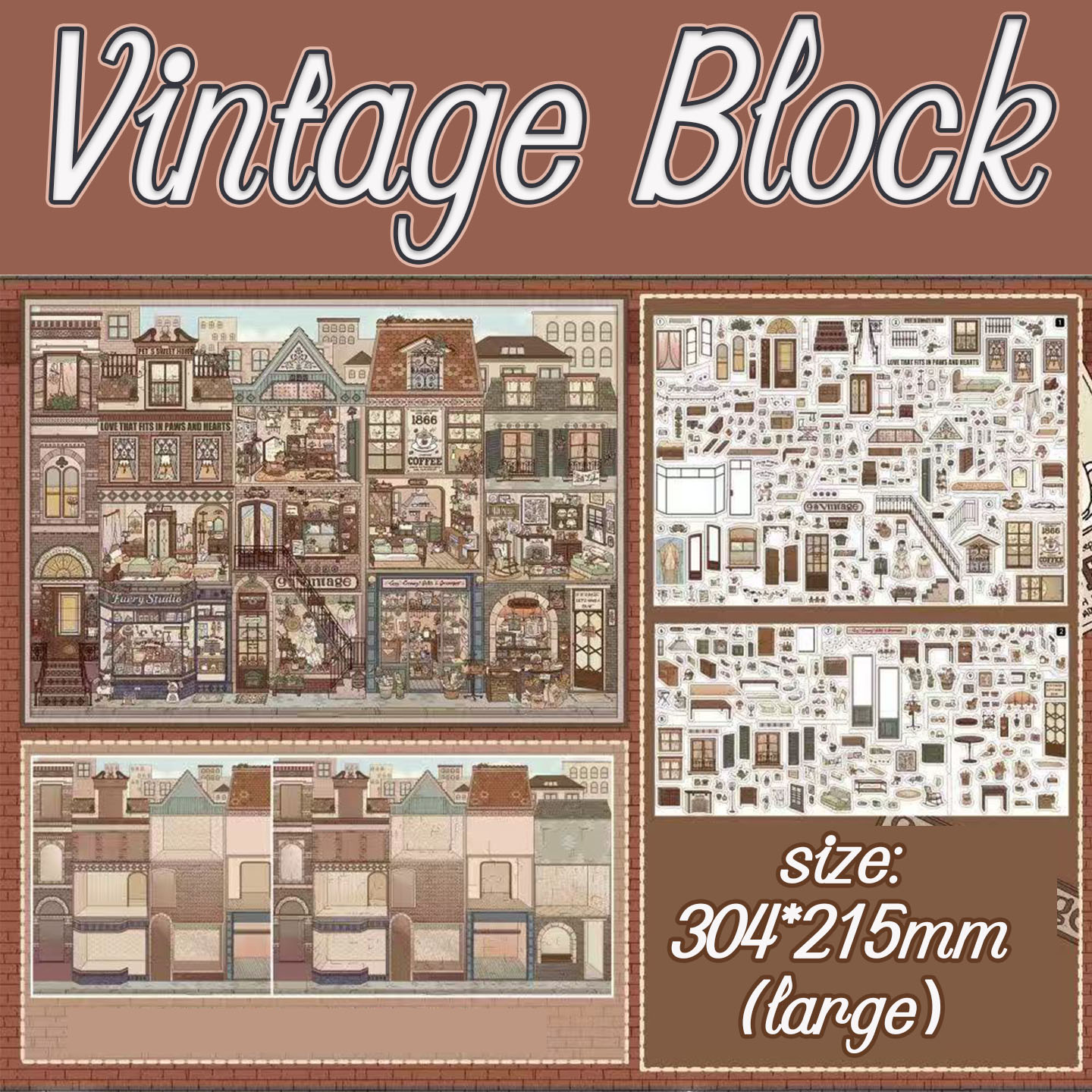Willow Hamlet DIY 3D Scene Stickers -5 Cute Miniature Scenes
