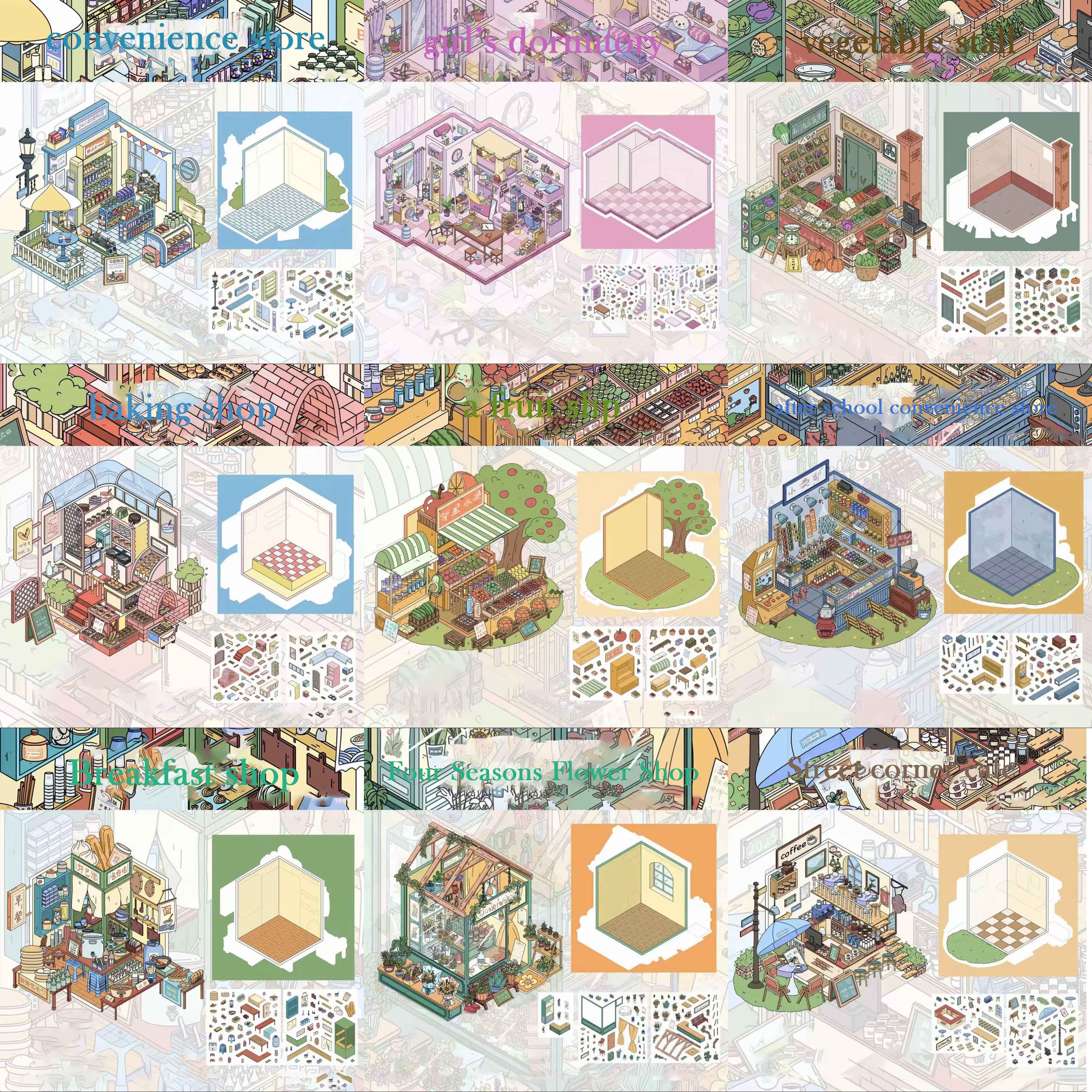 Warm Story DIY 3D Sticker Collection - 4 Cute Miniature Scenes