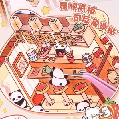 Furry Friends Tycoon DIY 3D Scene Stickers 4 Cute Miniature Scenes