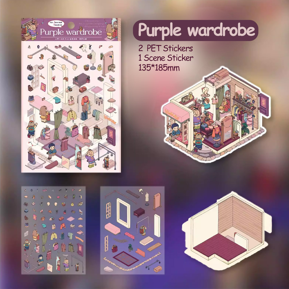 Whisper land DIY 3D Sticker Collection - 4 Cute Miniature Scenes