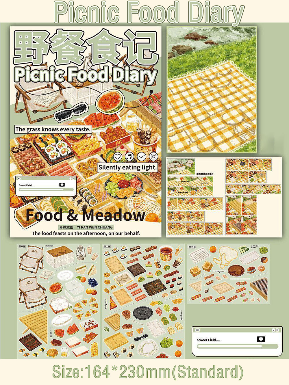 Food Paradise DIY 3D Scene Stickers Collection - 6 Cute Miniature Scenes