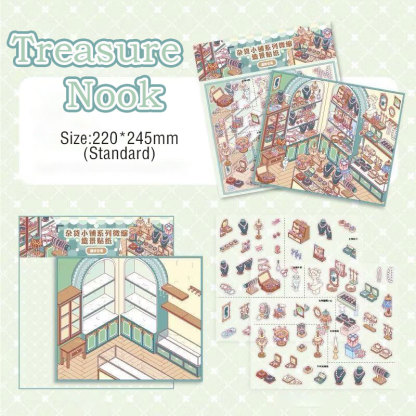 Vintage Bazaar DIY 3D Scene Stickers Collection - 6 Cute Miniature Scenes
